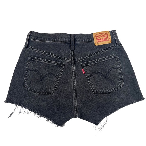 Levi's Pants - Levis high-rise black 501 distressed denim shorts size 29